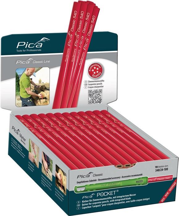 Zimmermannsbleistift Pica Classic 540 2H ungespitzt 24 cm