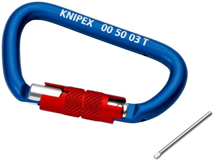 Materialkarabiner Länge 81 mm mit Schraubverschluss blau beschichtet KNIPEX