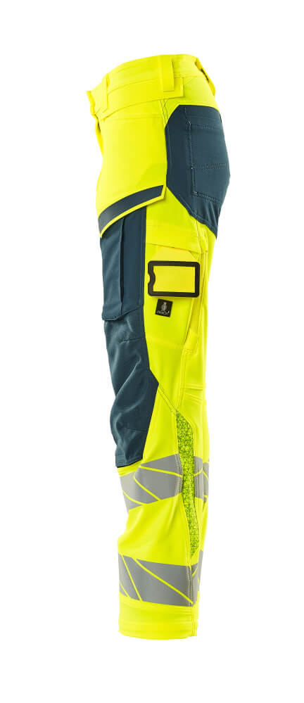 Damen-Passform DIAMOND Hose mit Knietaschen ACCELERATE SAFE Hi-vis Gelb/Dunkelpetroleum 82C50