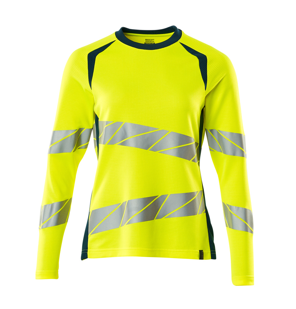 Damen-Passform Langarmshirt ACCELERATE SAFE Hi-vis Gelb/Dunkelpetroleum 3XLONE