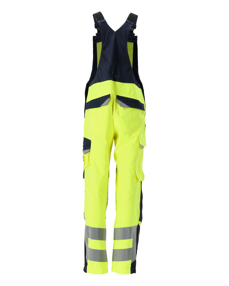 Latzhose mit Knietaschen MULTISAFE Hi-vis Gelb/Schwarzblau 82C46