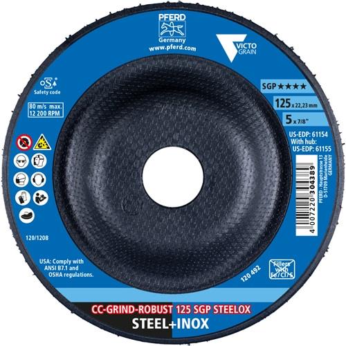 Schleifscheibe CC-GRIND-ROBUST SGP STEELOX D125xSmm STA/VA Bohr.22,23mm PFERD