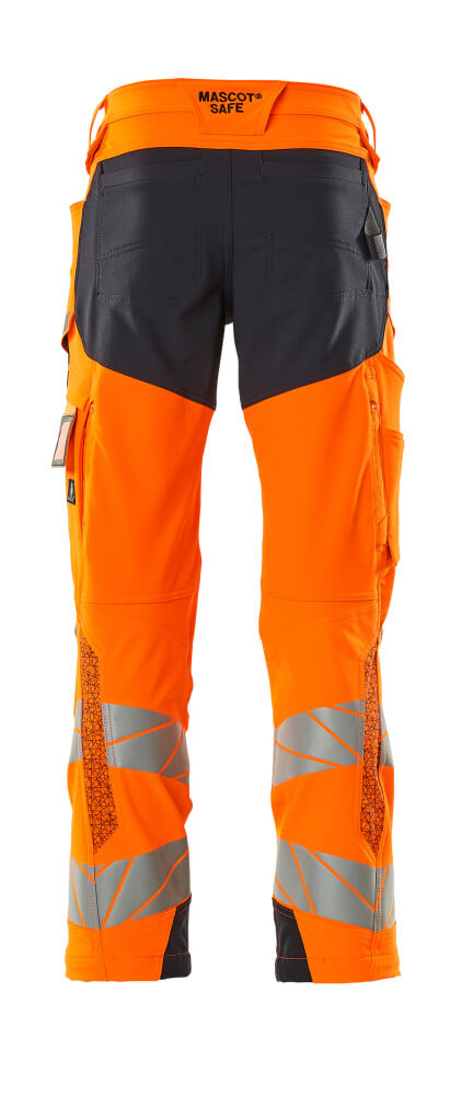 Hose mit Knietaschen ACCELERATE SAFE Hi-vis Orange/Schwarzblau 90C48