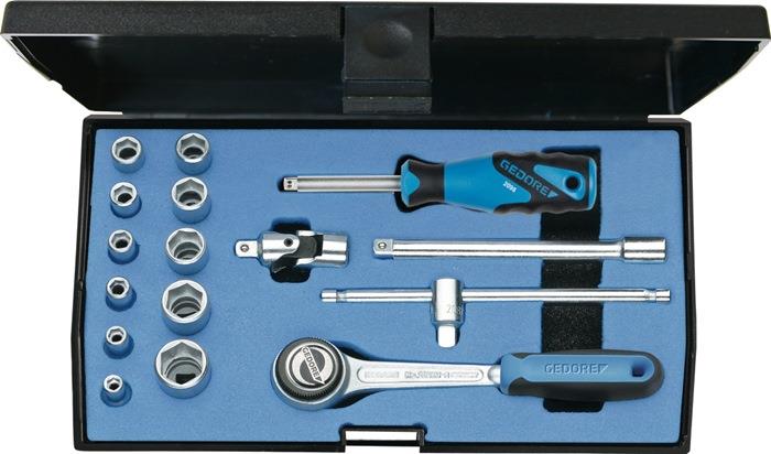 Steckschlüsselsatz 20 EMU-3 16-teilig 1/4 ″ Schlüsselweiten 4-13 mm Anzahl Zähne 72 6-Kant GEDORE