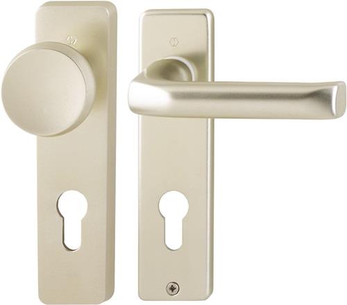 Kurzschildgarnitur London 54/227K/202KP/AP/113 Alu.F2 PZ eck.Wechselgrt.HOPPE
