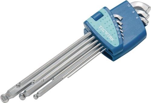 Winkelschraubendrehersatz 9-tlg.Ku.-Halter SW 1,5-10mm kurzer Schenkel TECWERK