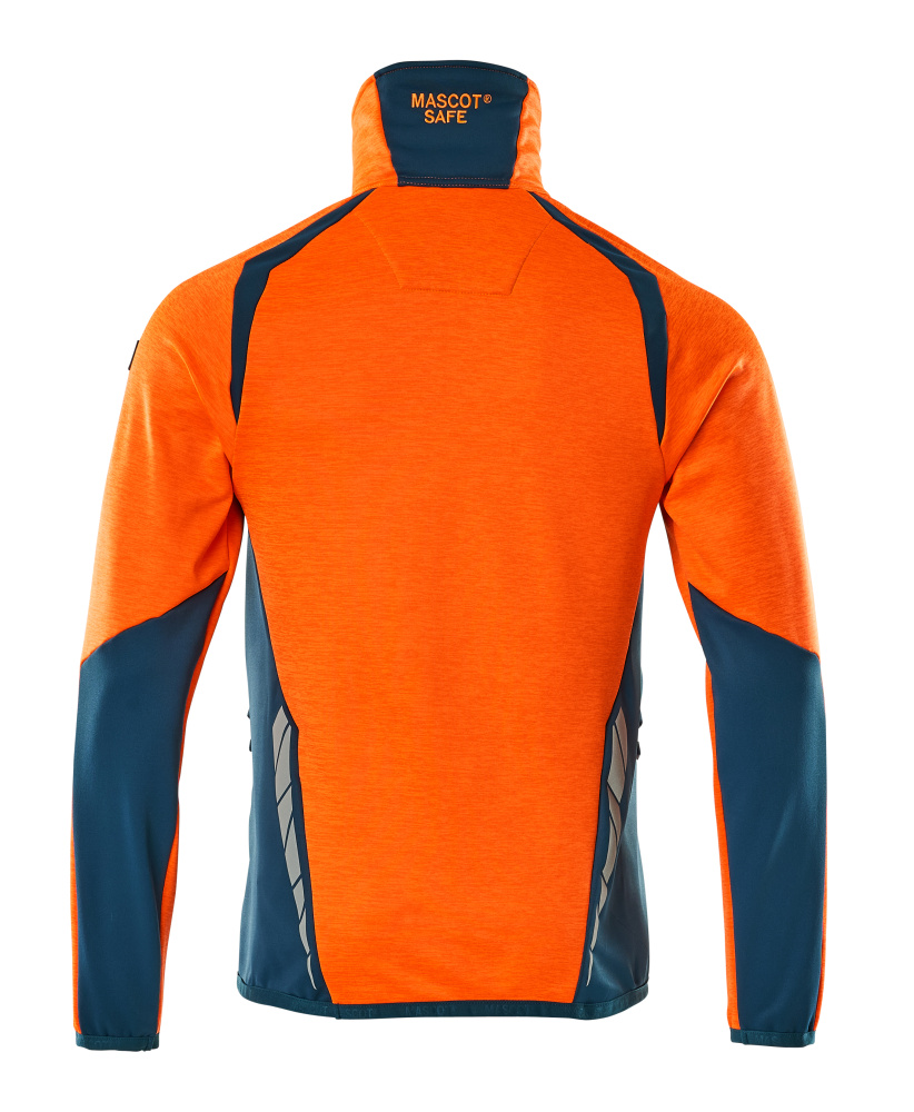 Fleecejacke mit kurzem Reißverschluss ACCELERATE SAFE Hi-vis Orange/Dunkelpetroleum L