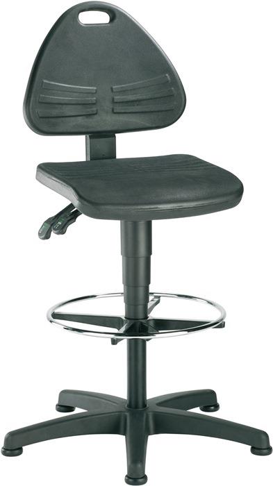Arbeitsdrehstuhl ISITEC Bodengleiter + Fußring Integralschaum schwarz 580-850 mm BIMOS