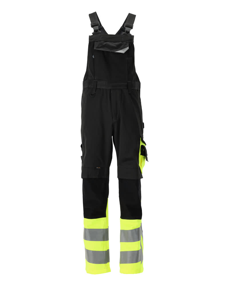 Latzhose mit Knietaschen SAFE SUPREME Schwarz/Hi-vis Gelb 76C46