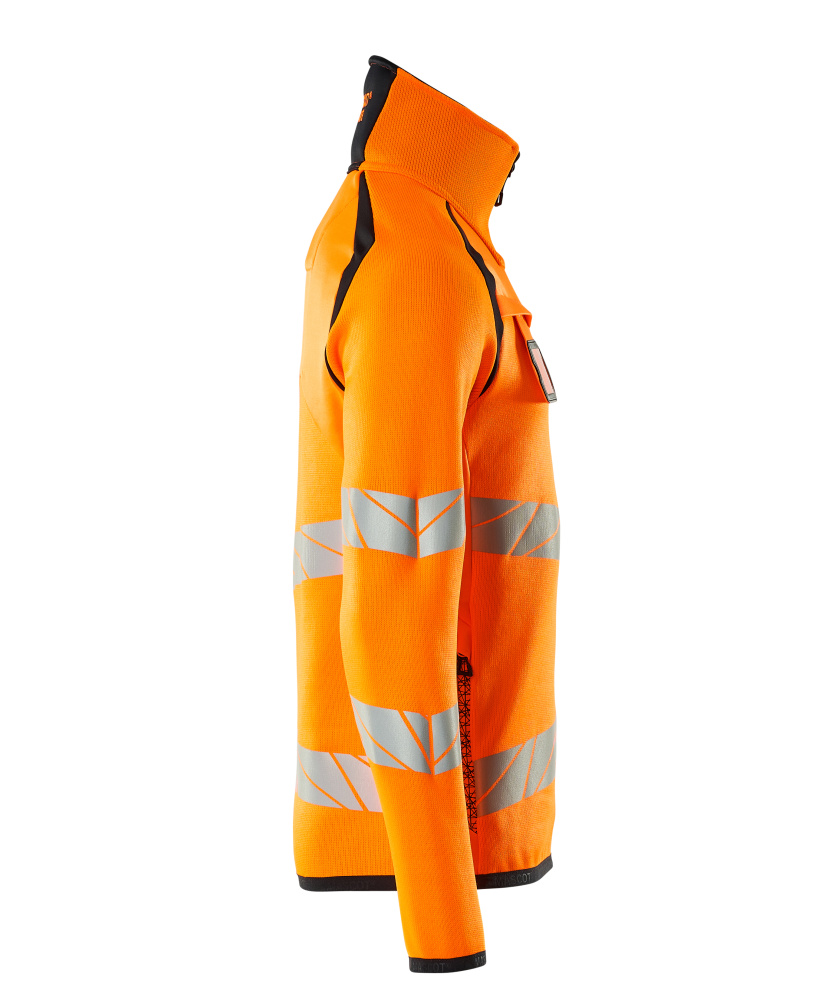 Strickpullover mit kurzem Reißverschluss ACCELERATE SAFE Hi-vis Orange/Schwarzblau 5XL