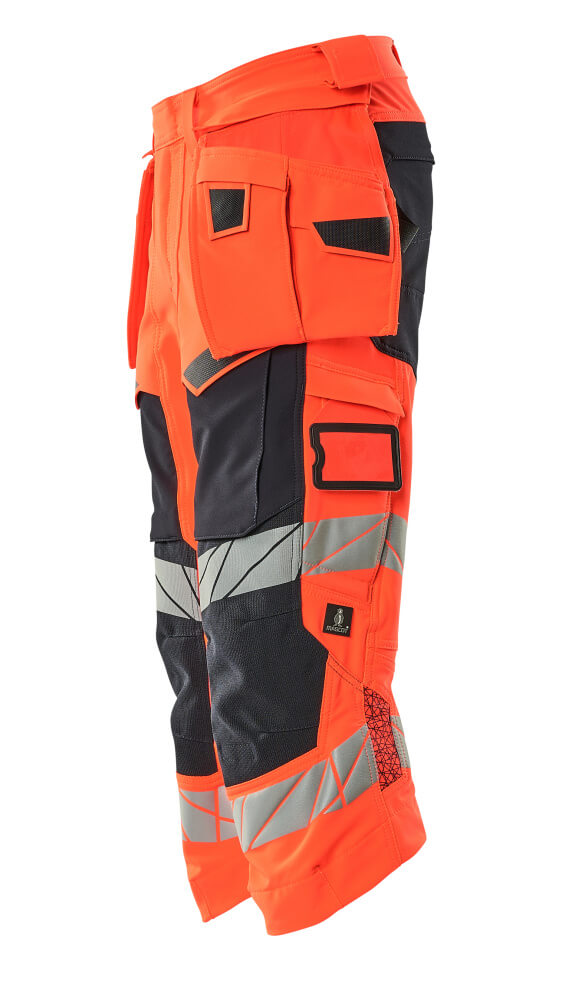 Dreiviertel-Hose mit Hängetaschen ACCELERATE SAFE Hi-vis Rot/Schwarzblau C48