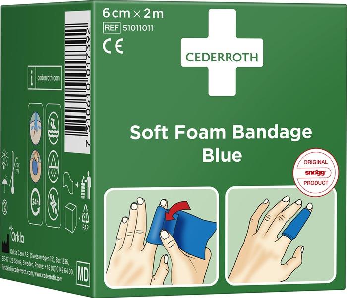 Soft Foam Bandage Rolle 6 cm x 2 m selbsthaftend elastisch, blau 2 m