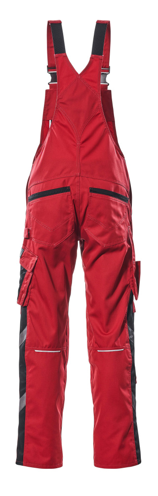 Latzhose mit Knietaschen UNIQUE Rot/Schwarz 76C48