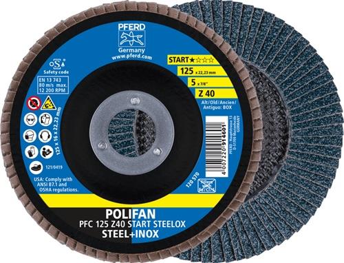 Fächerscheibe POLIFAN Z BOX D.125mm K.Z-40 kon.INOX ZK Box á 10 St.PFERD