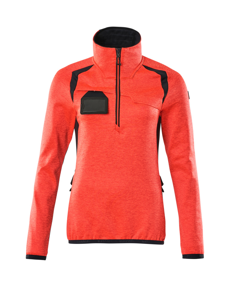 Damen-Passform Fleecejacke mit kurzem Reißverschluss ACCELERATE SAFE Hi-vis Rot/Schwarzblau L