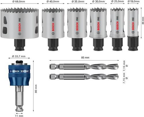 Lochsägen-Set PRO Multi Material PC Plus 9-tlg.19,25,30,35,40,68mm
