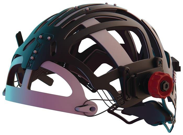 Kopfbedeckung ISOFIT® HEADGEAR HYBRID 1 schwarz, rote Knöpfe OPTREL