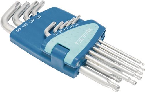 Winkelschraubendrehersatz 9-tlg.T9-T45 m.Kugelk.Ku.-Halter TECWERK