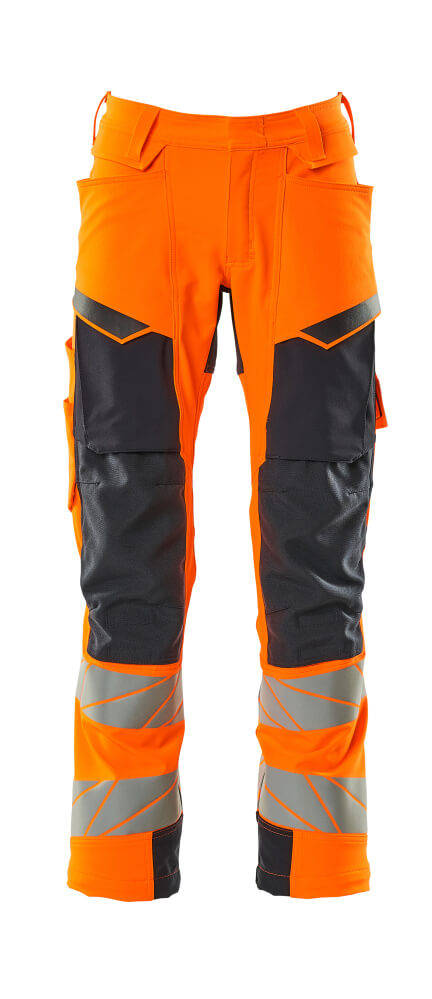 Hose mit Knietaschen ACCELERATE SAFE Hi-vis Orange/Schwarzblau 90C48
