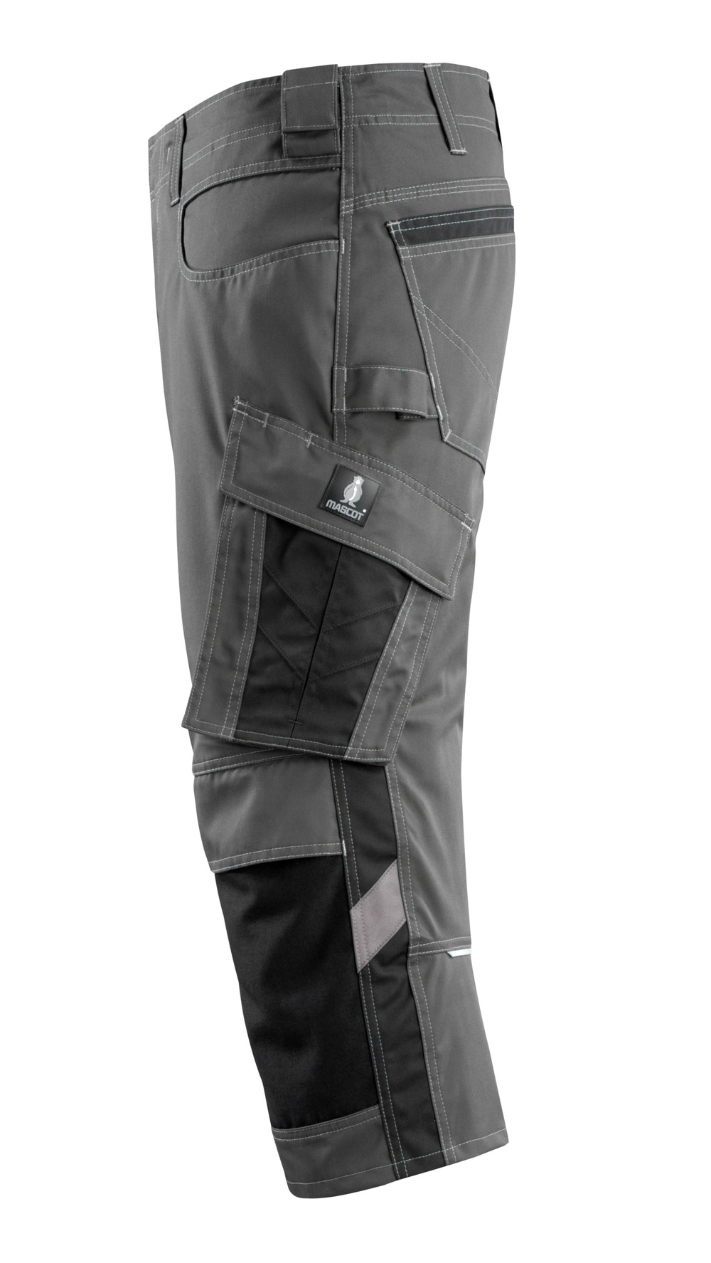 Dreiviertel-Hose mit Knietaschen UNIQUE Dunkelanthrazit/Schwarz C47
