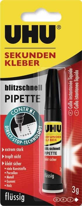 Sekundenkleber blitzschnell PIPETTE Control 3 g farblos Tube UHU
