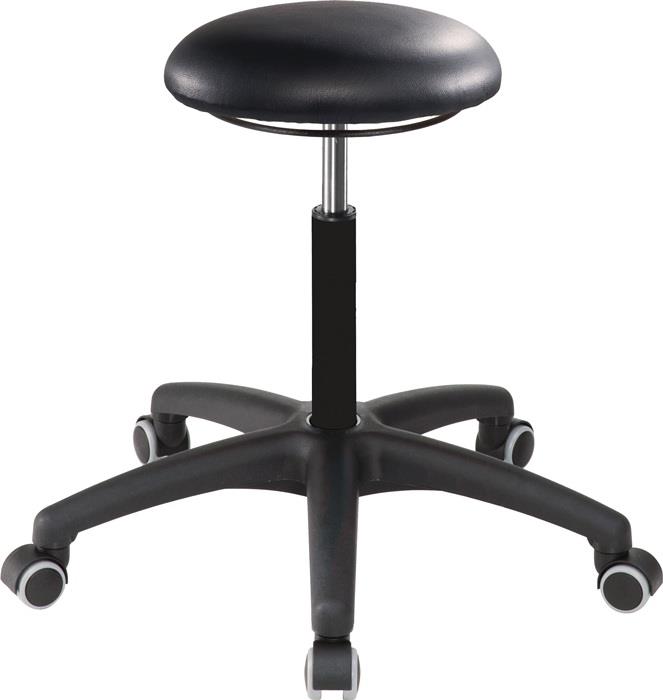 Drehhocker A1S-TR-KL Rollen Kunstleder schwarz Sitzhöhenverstellung 470-600 mm MEY