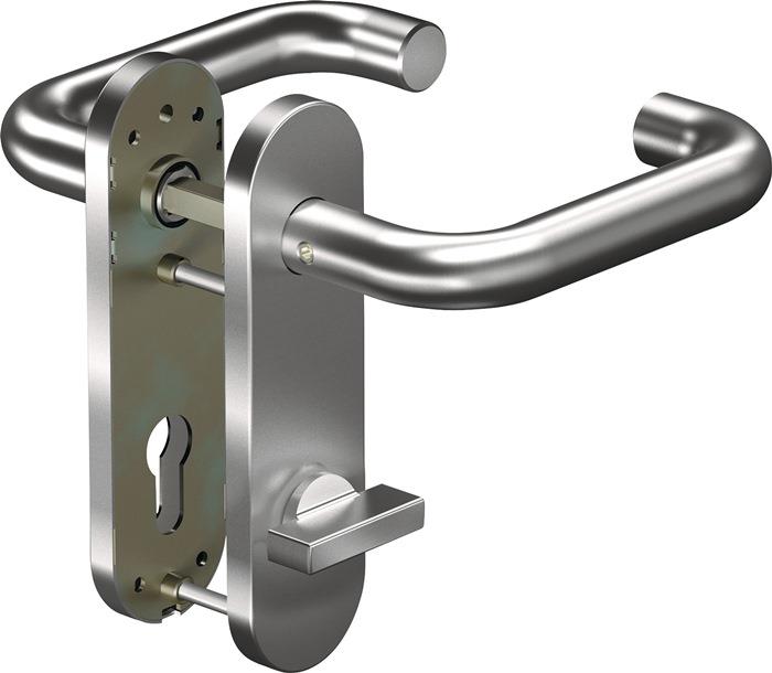 Kurzschildgarnitur abgerundet Drückergarnitur Aluminium F1 / silberfarben WC F1 37 - 42 mm CORE+ 8100 8 mm / 7051K WC 78MM AL