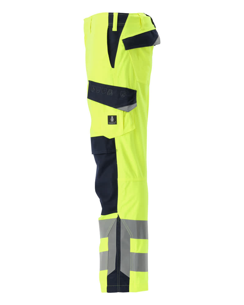 Hose mit Knietaschen MULTISAFE Hi-vis Gelb/Schwarzblau 82C44