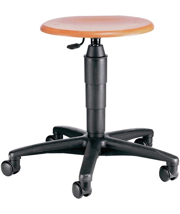 Drehhocker mit Rollen Buche natur Sitzhöhenverstellung 420-550 mm TOPSTAR
