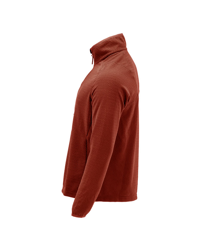 Microfleece Pullover mit kurzem Reißverschluss CUSTOMIZED Herbstrot XS