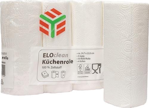 Küchenrolle ELOclean Plus L.ca.11 mxB.ca.220mm hochweiß 3-lagig 4 Rl./PAK ELOS