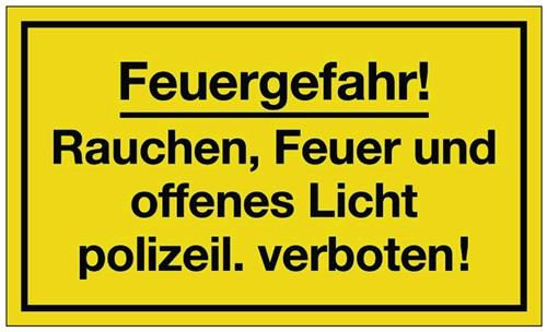 Hinweiszeichen Feuergefahr L250xB150mm gelb schwarz Ku.
