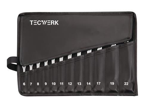 Ringmaulschlüsselsatz 12-tlg.SW 6-22mm Form A CV-Stahl in Rolltasche TECWERK
