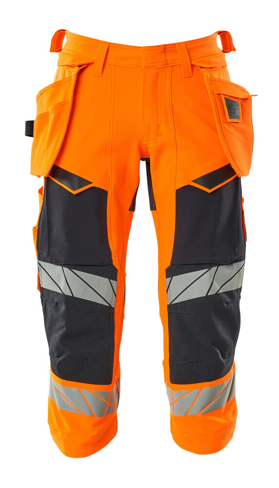 Dreiviertel-Hose mit Hängetaschen ACCELERATE SAFE Hi-vis Orange/Schwarzblau C50