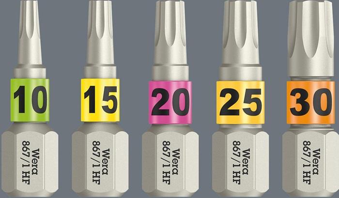 Bit 867 TORX® HF TX 10 25 mm mit Farbleitsystem DIN ISO 1173, Form C 6,3