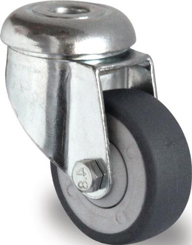 Lenkrolle D.100mm Trgf.100kg m.Rückenloch Kugell.Gum.grau PROMAT