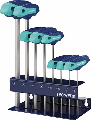 Stiftschlüsselsatz 8-tlg.SW 2-10 m.Quergr.im Werkbankständer TECWERK
