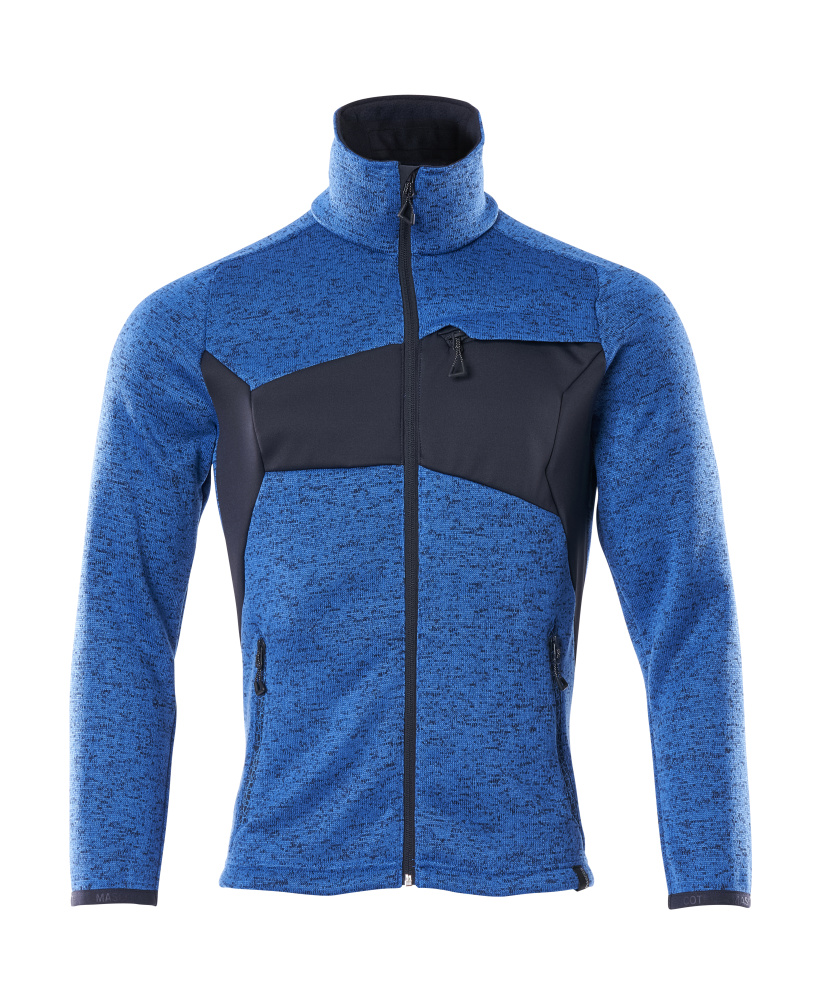 Strickpullover mit Reißverschluss ACCELERATE Azurblau/Schwarzblau XL