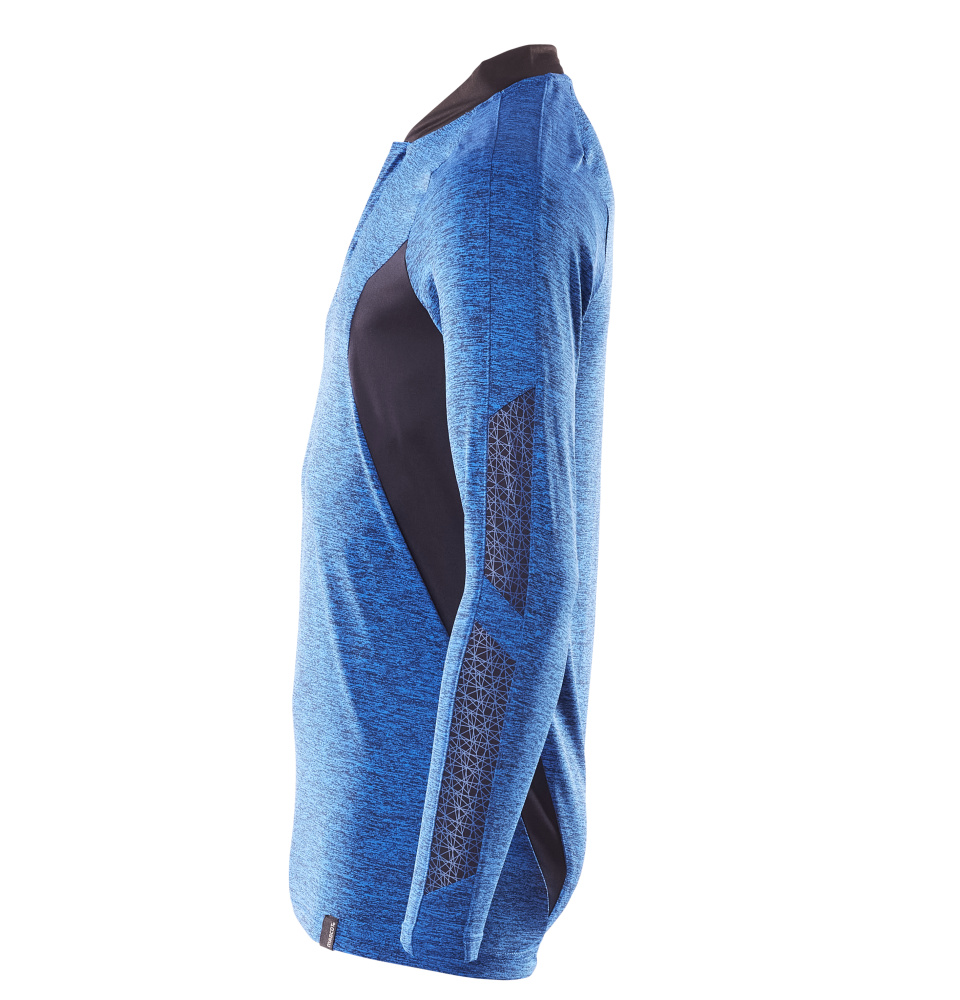 Polo-Shirt, Langarm ACCELERATE Azurblau meliert/Schwarzblau 2XLONE