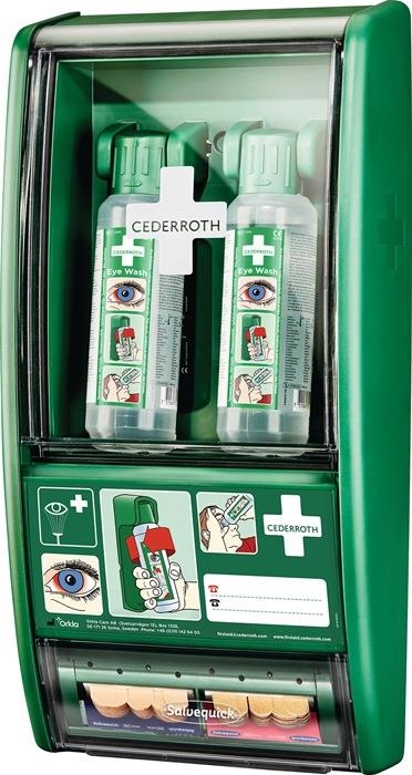 Augenspülstation H560xB290xT120ca.mm 2 x 0,5 l, 1 x Pflasterspender CEDERROTH