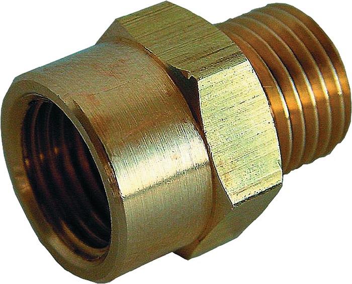 Doppelgewindenippel Messing EWO G 1/4 15,39 mm G 3/8 13,16 mm
