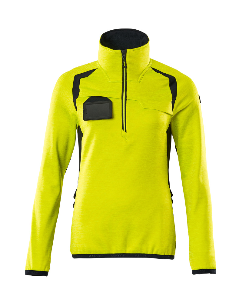 Damen-Passform Fleecejacke mit kurzem Reißverschluss ACCELERATE SAFE Hi-vis Gelb/Schwarzblau L