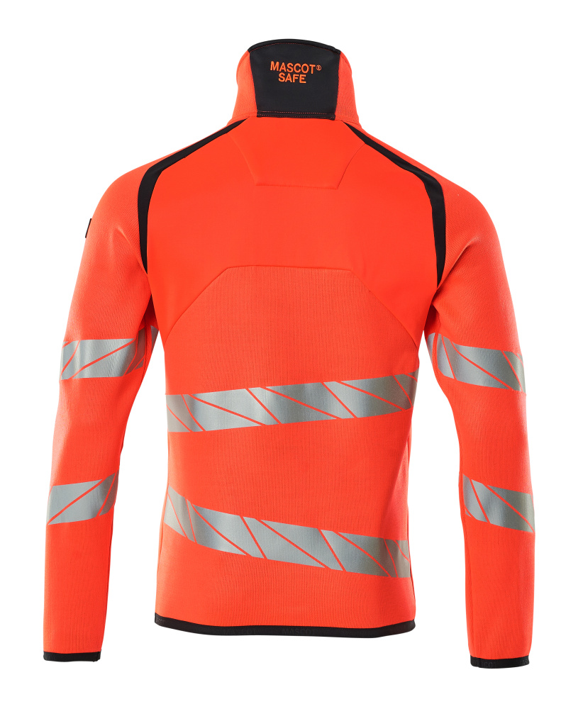Strickpullover mit kurzem Reißverschluss ACCELERATE SAFE Hi-vis Rot/Schwarzblau 5XL