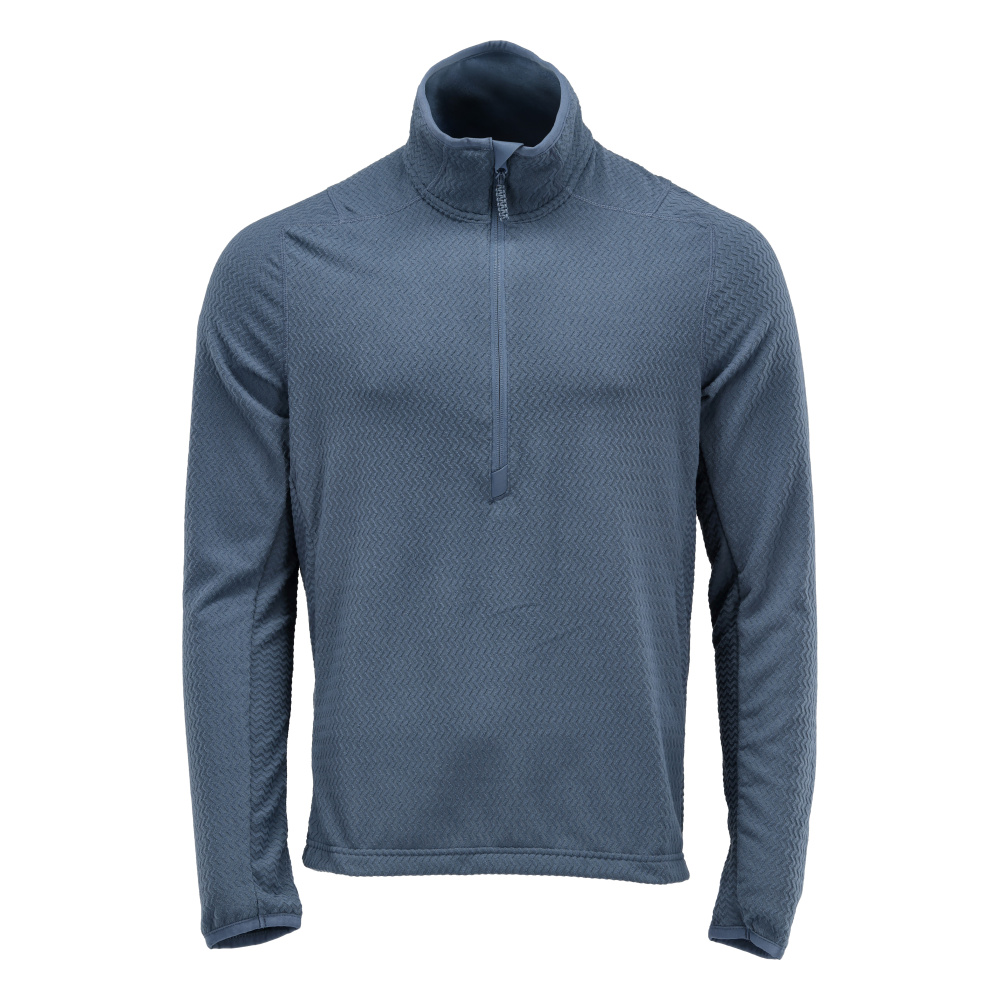 Microfleece Pullover mit kurzem Reißverschluss CUSTOMIZED Steinblau XS
