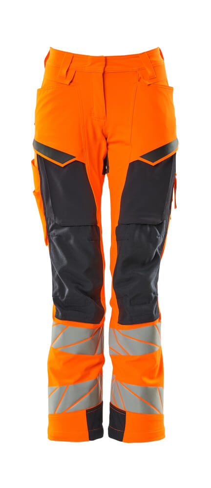 Damen-Passform DIAMOND Hose mit Knietaschen ACCELERATE SAFE Hi-vis Orange/Schwarzblau 82C50