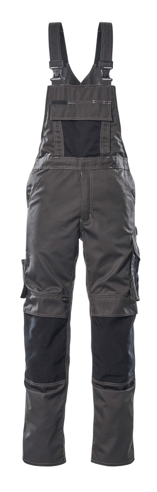 Latzhose mit Knietaschen UNIQUE Dunkelanthrazit/Schwarz 76C48