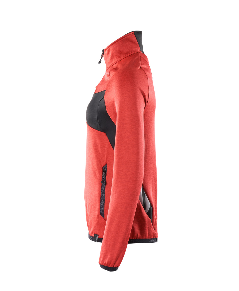 Damen-Passform Fleecepullover mit kurzem Reißverschluss ACCELERATE Verkehrsrot/Schwarz M