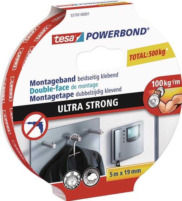 Montageband Powerbond Ultra Strong 55792 weiss Länge 5 m Breite 19 mm Rolle TESA