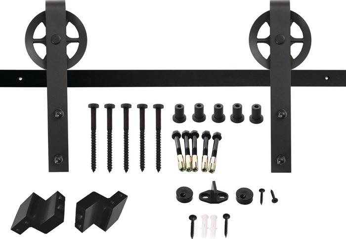 Schiebesystem 450121 100 kg 2000 mm schwarz Holztüren 38-40 mm Komplettset Wandbefestigung INTERSTEEL