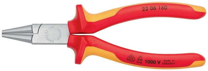Rundzange Länge 160 mm Zange verchromt VDE Mehrkomponenten-Hüllen KNIPEX